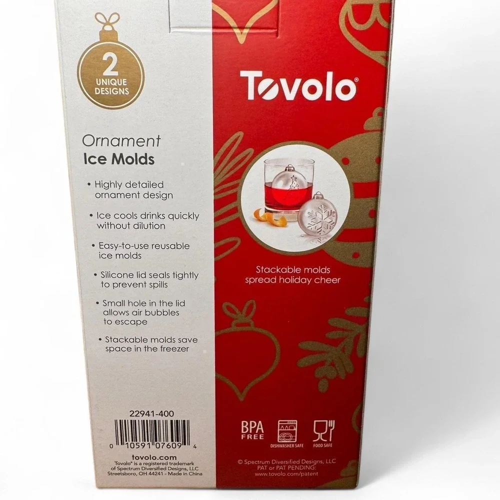 Tovolo Ornament Ice Molds Set of 2 Holiday Snowflake Christmas Tree Silicone Red